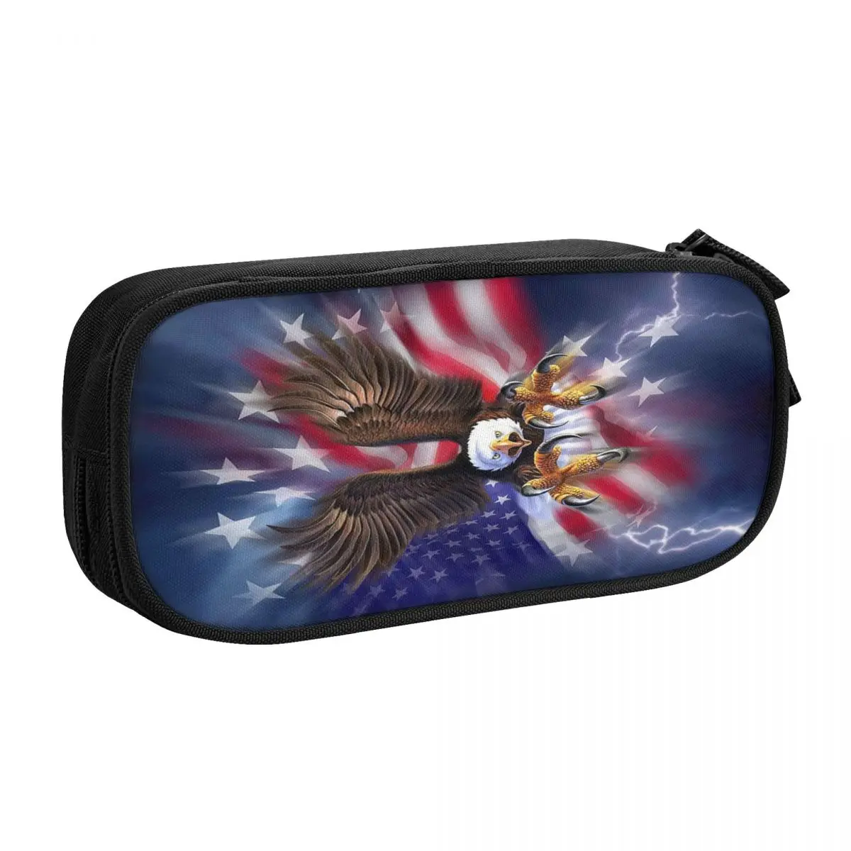 Customized Cute American Flag And Eagle Pencil Case for Girl Boy Large Storage US Patriotic Pencil Pouch School Accessories