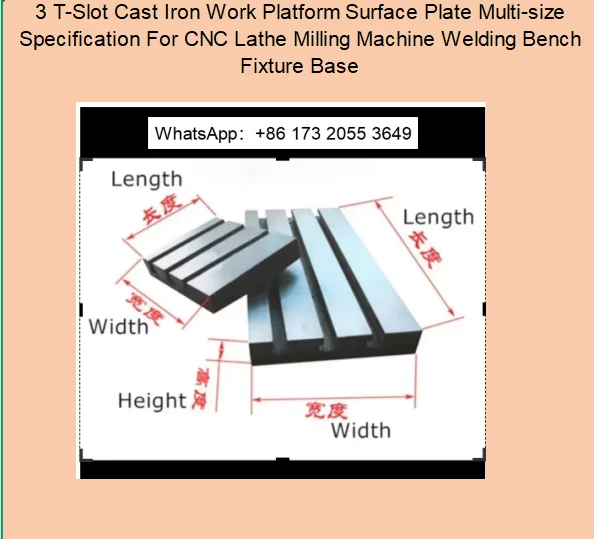 3 T-Slot Cast Iron Work Platform Surface Plate Multi-size Specification For CNC Lathe Milling Machine Welding Bench Fixture Base