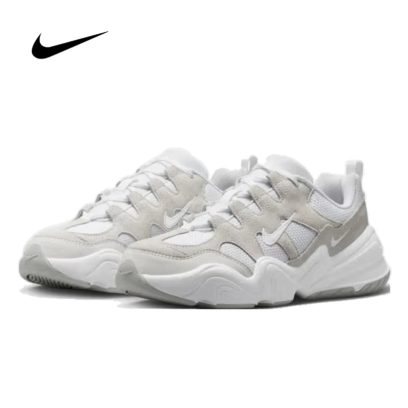 

Nike Women's Tech Hera Chunky Dad Sneaker, Breathable Textile & Suede, Durable Rubber Outsole, White Photon Dust DR9761-100