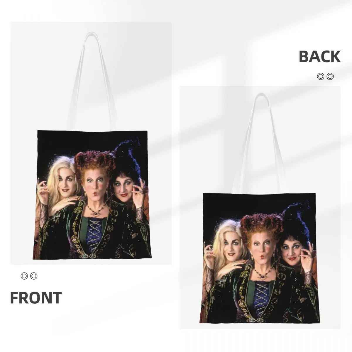 Custom Hocus Halloween Night Pocus Sanderson Sisters Shopping Tote Bags Horror Movie Canvas Shopper Shoulder Bags Handbags