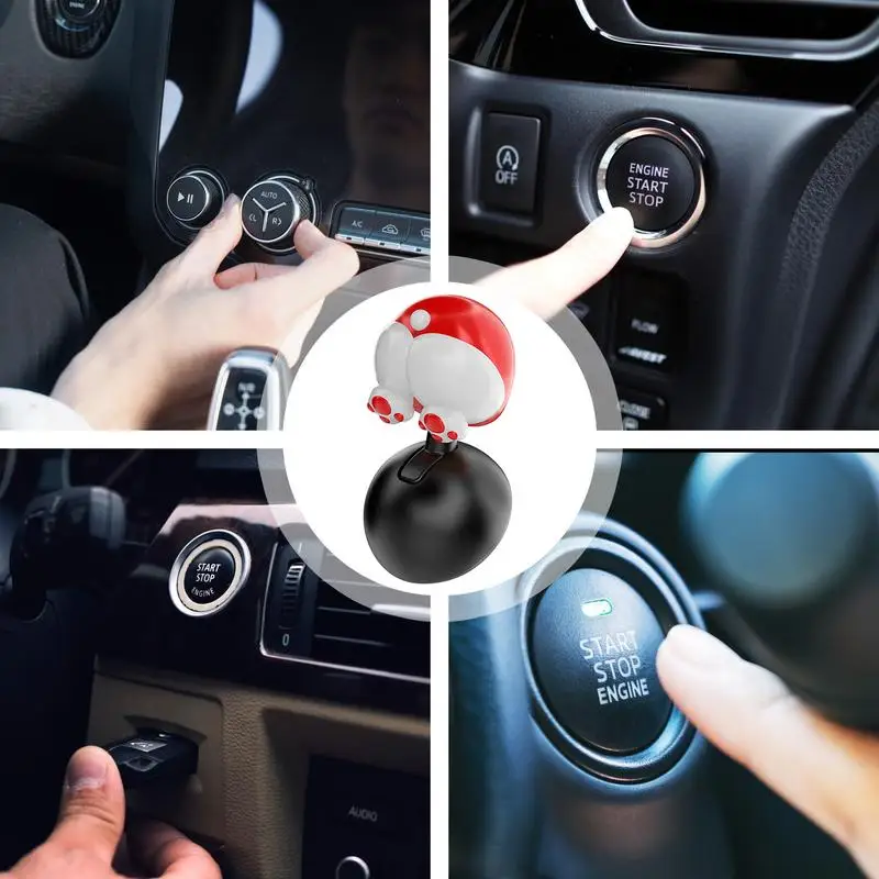 Car Start Button Rocker Car Push Start Button Cartoon Design Alloy Decorative Accessories Car Push Start Button Easy To Install