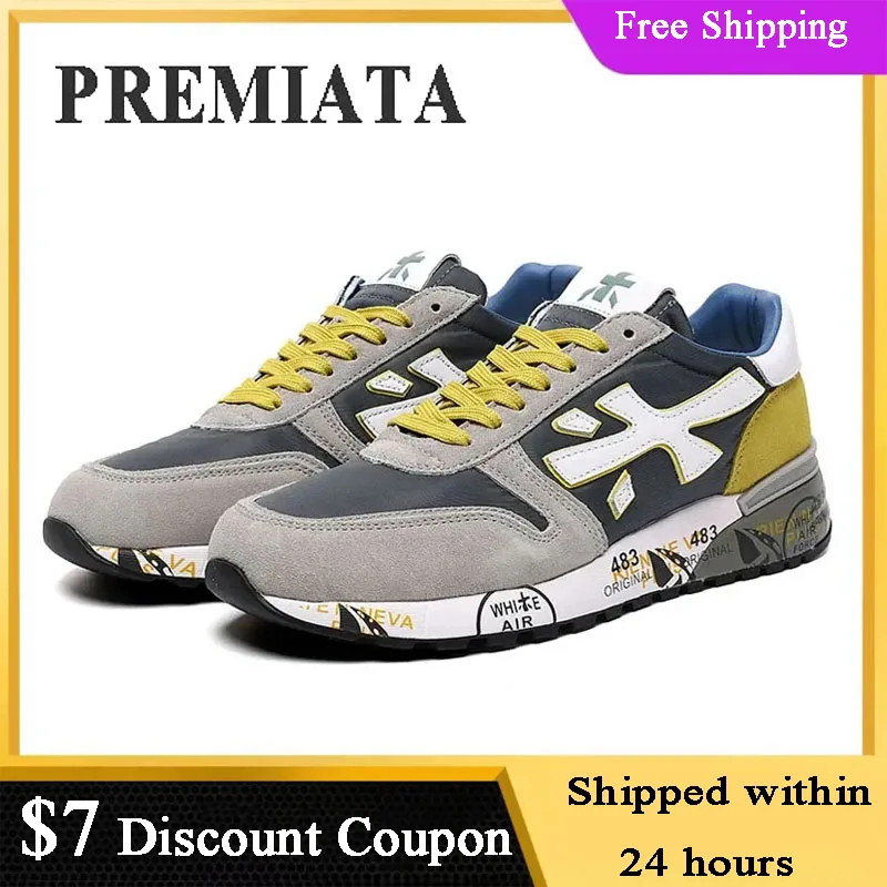 PREMIATA Men's Shoes Outdoor Sports Luxury Design Breathable Waterproof Top Multi-color Element Trend Lace-up Casual Sneakers