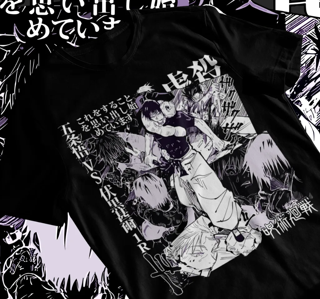 

Jujutsu Kaisen Fushiguro Toji T-shirt Anime Horror Black White Short Sleeve Tee