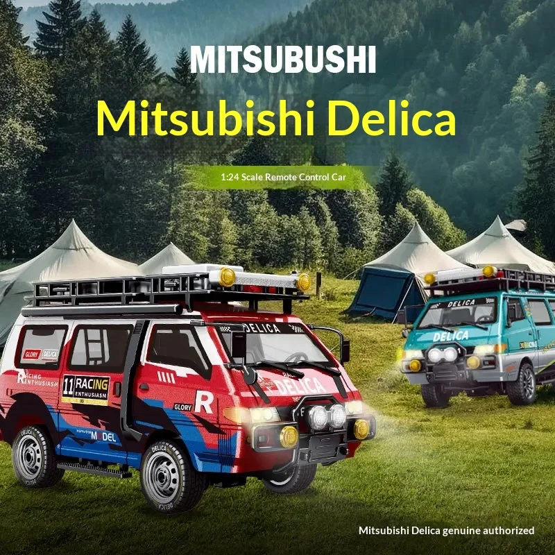 

New Mitsubishi DeLica 1/24 Four-Wheel Drive Breadvan Simulation Model Car Children's Toy Remote Control Vehicle Collectible