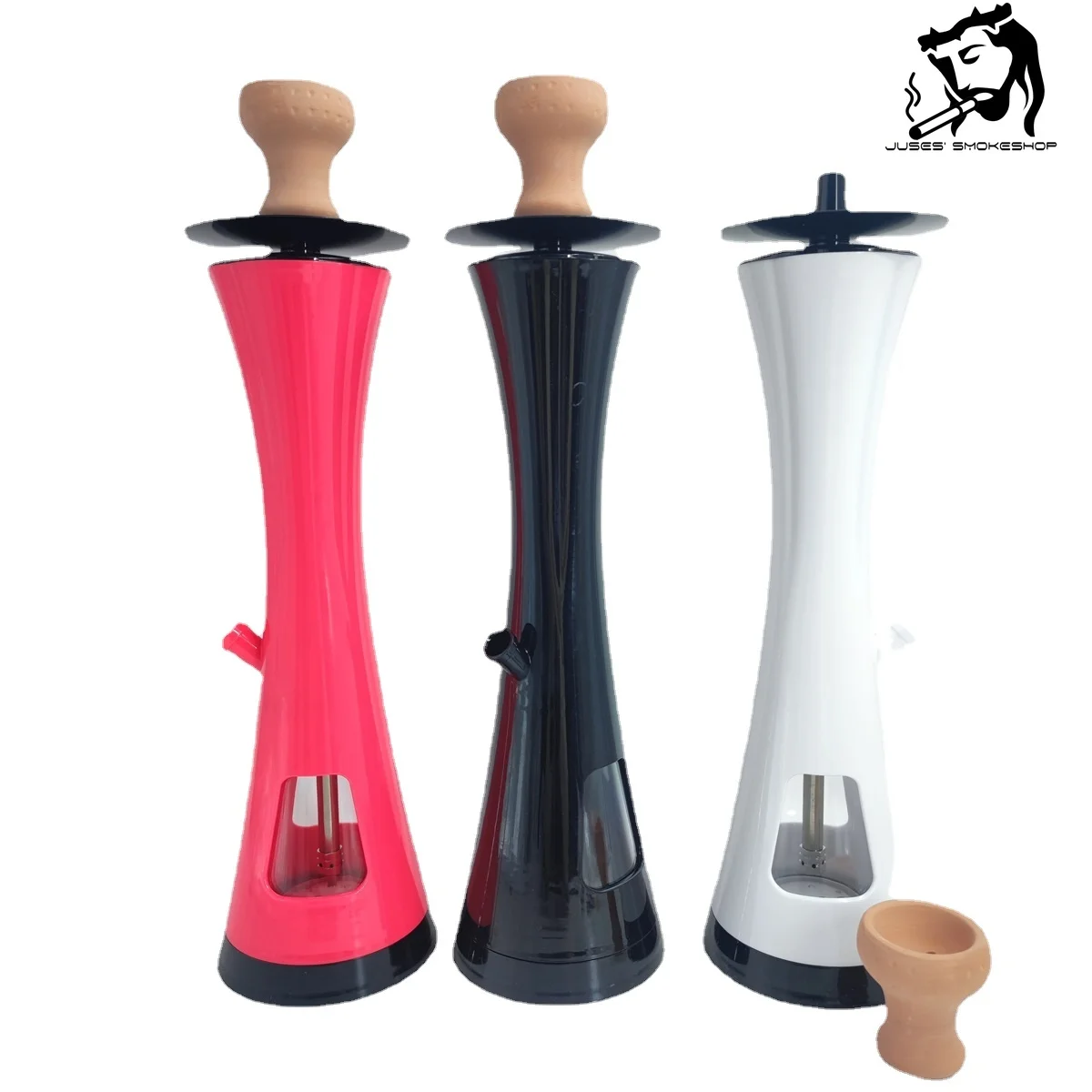 

JUSES' S LED Shisha Acrylic Hookah Set Built in Filtered Water Pipe with Clay Chicha Bowl Narguile Complete Kit Cachimbas Kit