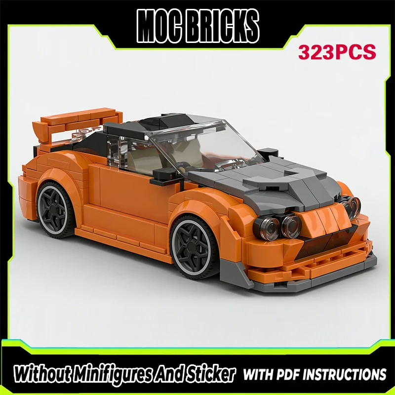 

Speed Racing Car Model MOC Building Bricks Orange Compact Sedan Modular Technology Gifts Holiday Assemble Children Toys Suit