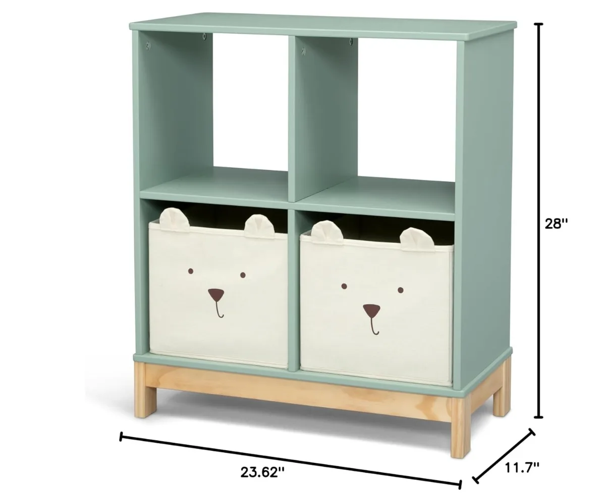 Bookcase with Bins Ideal Storage Space for Babies, Toddlers and Older Children Sage Green