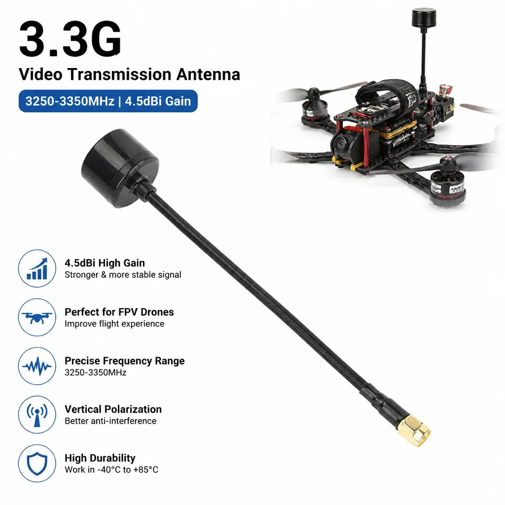 3.3G FPV Antenna 4.5dBi High Gain 3250-3350MHz Vertical Polarization SMA For RC Drone Quadcopter UAV Video Transmission