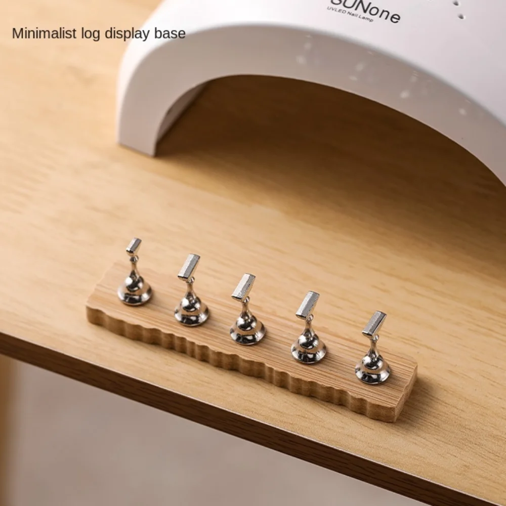 Nail Art Practice Magnetic Nail Holder INS Wooden Nail Display Chess Board Manicure Tools Minimalist Nail Holder with Base