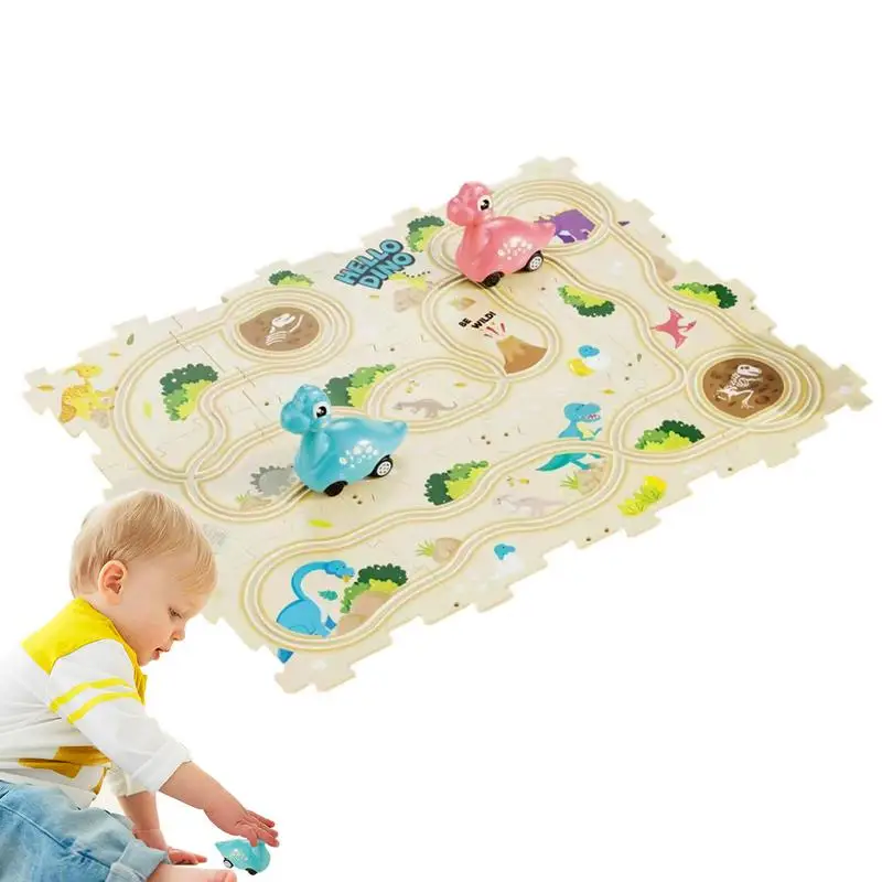 

Dinosaur Puzzle Race Track DIY Puzzle Track Car Interactive Montessori Toy Funny Puzzle Track For Fun Boys Girls