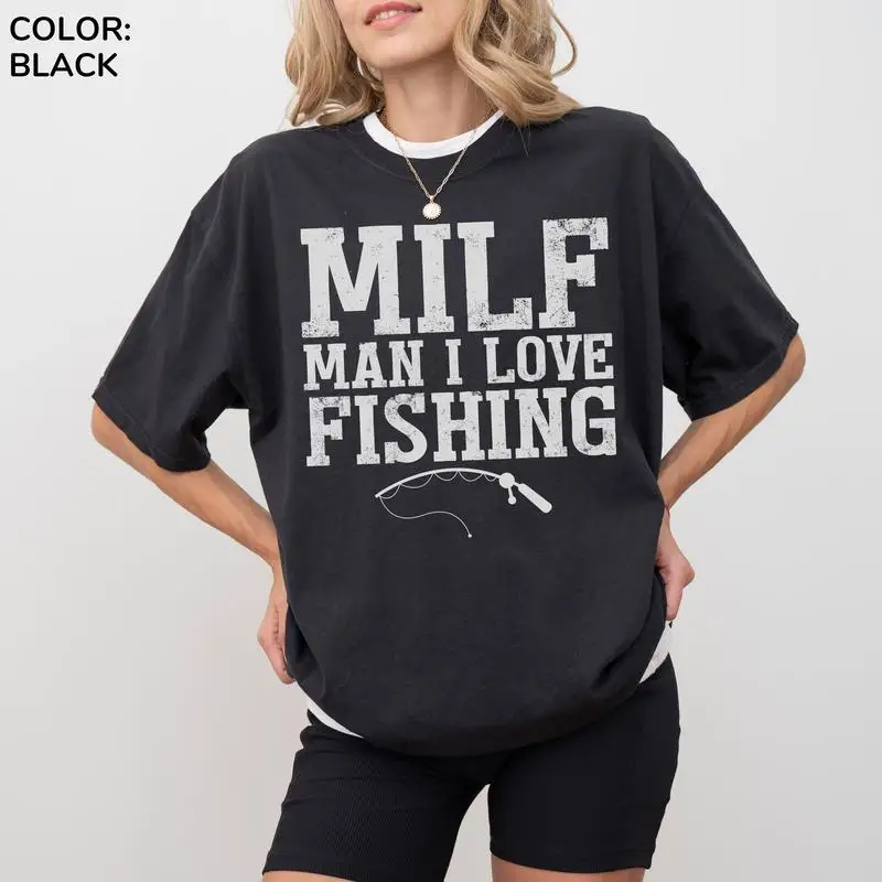 

Funny Fishing T-Shirt, Man I Love Fishing Graphic Tee for Men & Women, Humorous Fisherman Gift, Oversized Washed Sarcastic Top