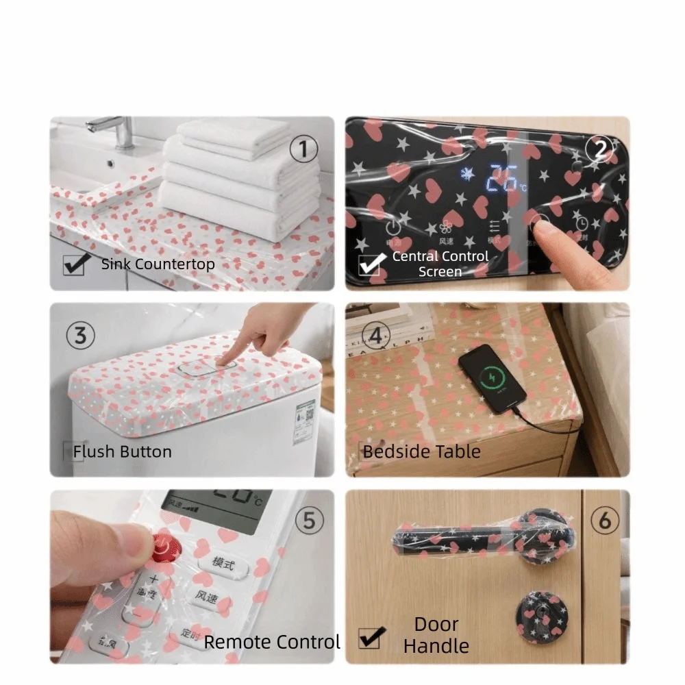 Heart Print Disposable Toilet Seat Covers Waterproof Film Material Heart Pattern Waterproof Toilet Seat Protectors