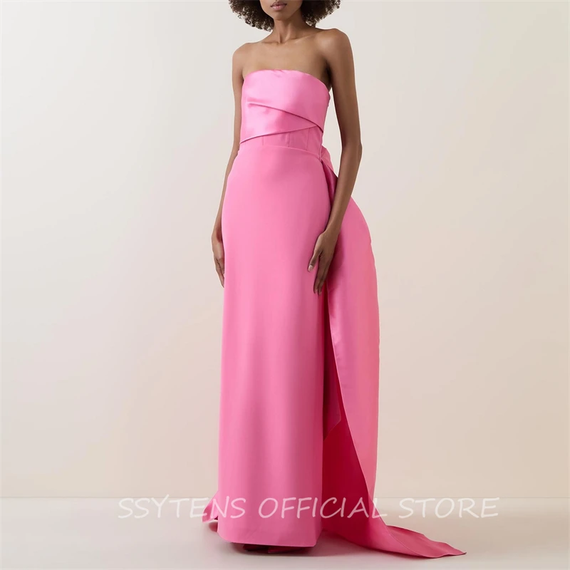 Elegant Strapless Pink Prom Dresses Customized Floor Length Formal Dress Party Gown Special Event Sleeveless Birthday Gowns