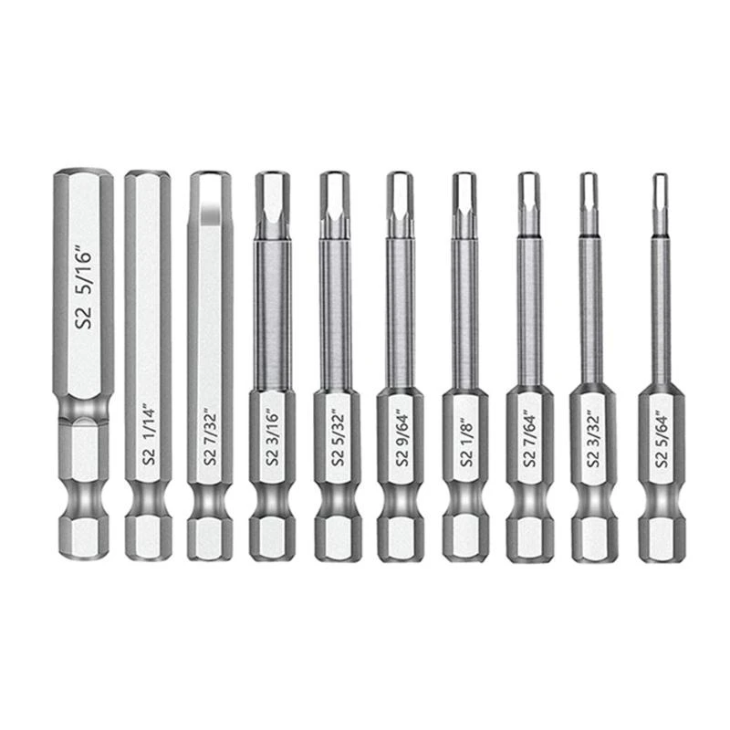 U4LA Professional Grade 10PCS Screwdriver Bits Set S2Alloy Steel 5/32 3/16 7/32 1/4 5/16 5/64 3/32 7/64 1/8 9/64