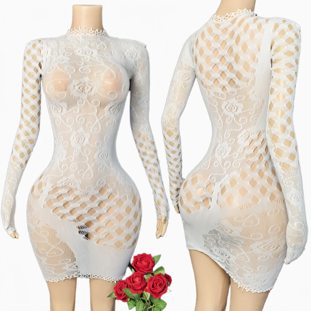 

New Mini Dress Tight Babydoll White Party Club Elegant Hollow Backless Strapless Sexy Lingeries Pure Dresses For Women Beachwear