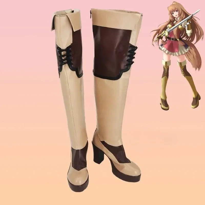chaussures-de-cosplay-the-rising-of-the-shield-raphtalia-bottes-en-cuir-pu-accessoire-de-cosplay-d'halloween-chaussures-sur-mesure-raphtalia