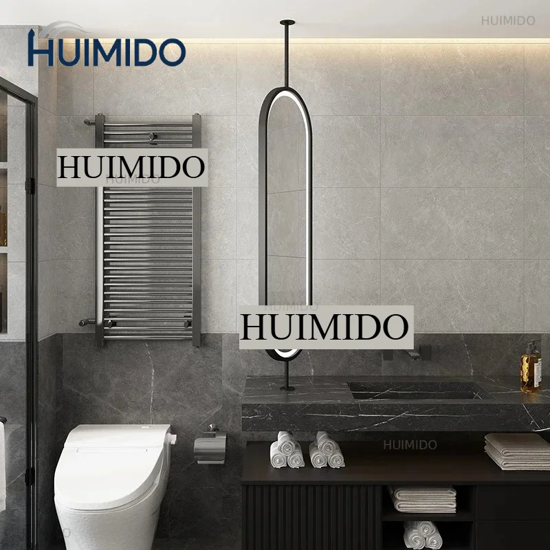 Nordic Suspended Bathroom Mirrors Designer Ceiling Rotating Bath Mirrors Hotel Oval Bathroom Mirror Illuminated Makeup Mirror