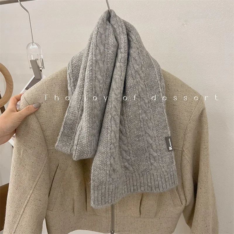 Chic Simple Classic Knitted Wool Scarf Men Korean Style Autumn Winter Soft Wool Blend Muffler Male Thermal Shawl Women