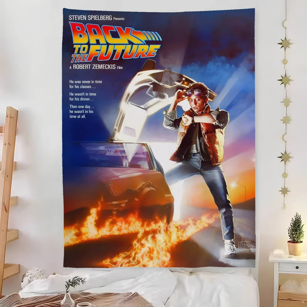 B-Back To The F-Future Movie Tapestry Bedroom Living Bar Outdoor Microfiber Festival Decoration Background Art Banner