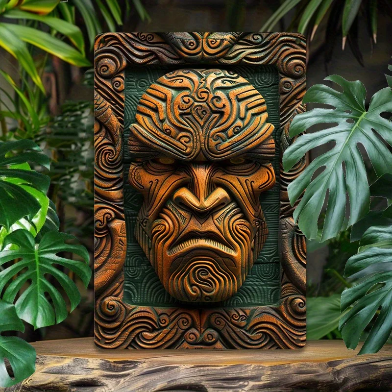 Maori Warrior Metal Wall Art, Weather-Resistant Aluminum Decor for Indoor/Outdoor. Home Office Wall Sign, Decorative Wall Poster