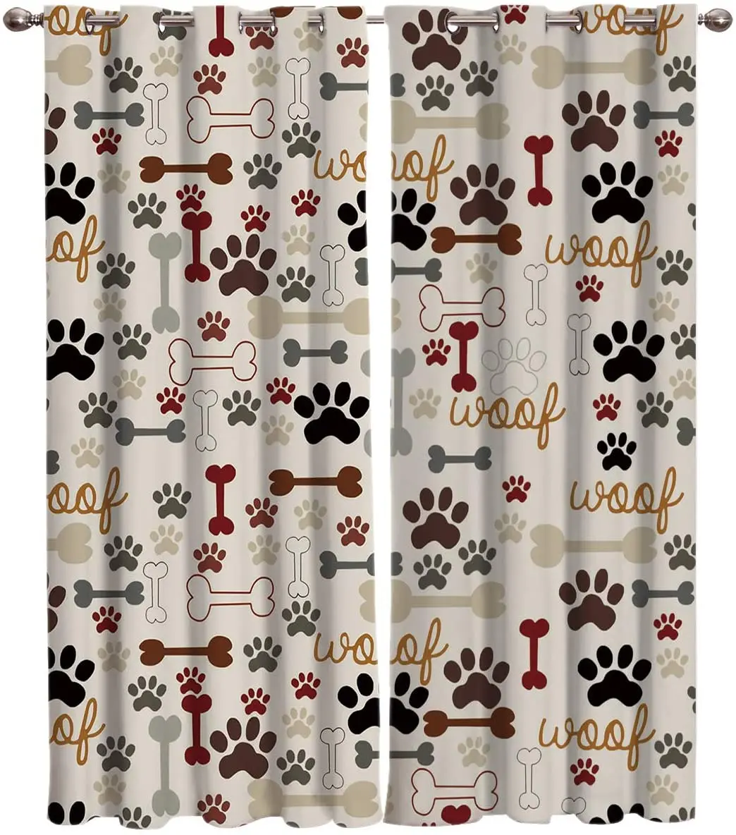 

Светонепроницаемые шторы с изображением кости собаки, оконные занавески с 3D принтом для спальни, гостиной, декоративные оконные принадлежности