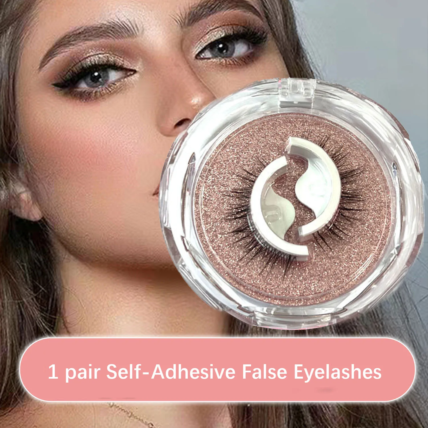 1 ペア再利用可能な自己粘着つけまつげフルストリップまつげ接着剤不要数秒で着用まつげエクステンション美容用品
