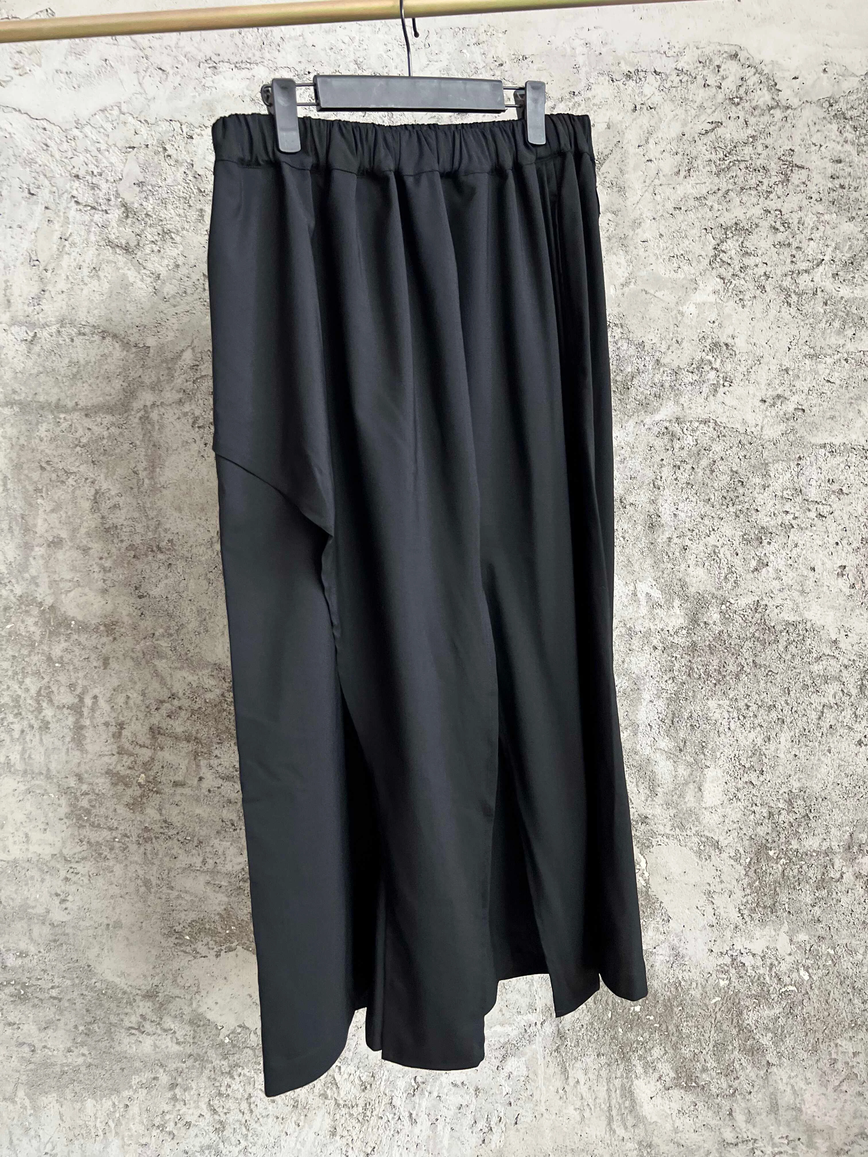 TOP-YAMAMOTO original Design sense multi-piece fabric drawstring waist skirt, casual wool irregular long pants for men