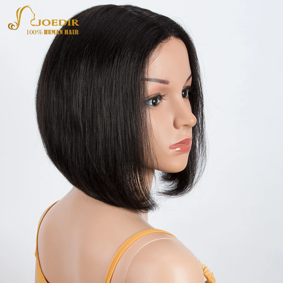 조디르 블랙 숏 픽시컷 스트레이트 밥 100% 인모 가발 여성용 브라질 레미 헤어 데일리 미들 파트 레이스 글루리스 가발