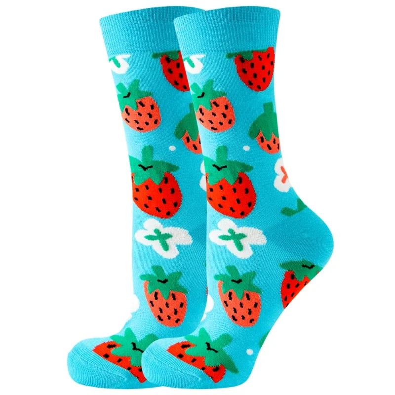 New women\'s socks for autumn and winter, animal mid tube socks, fruit men\'s socks, cute and fashionable socks, food, personality