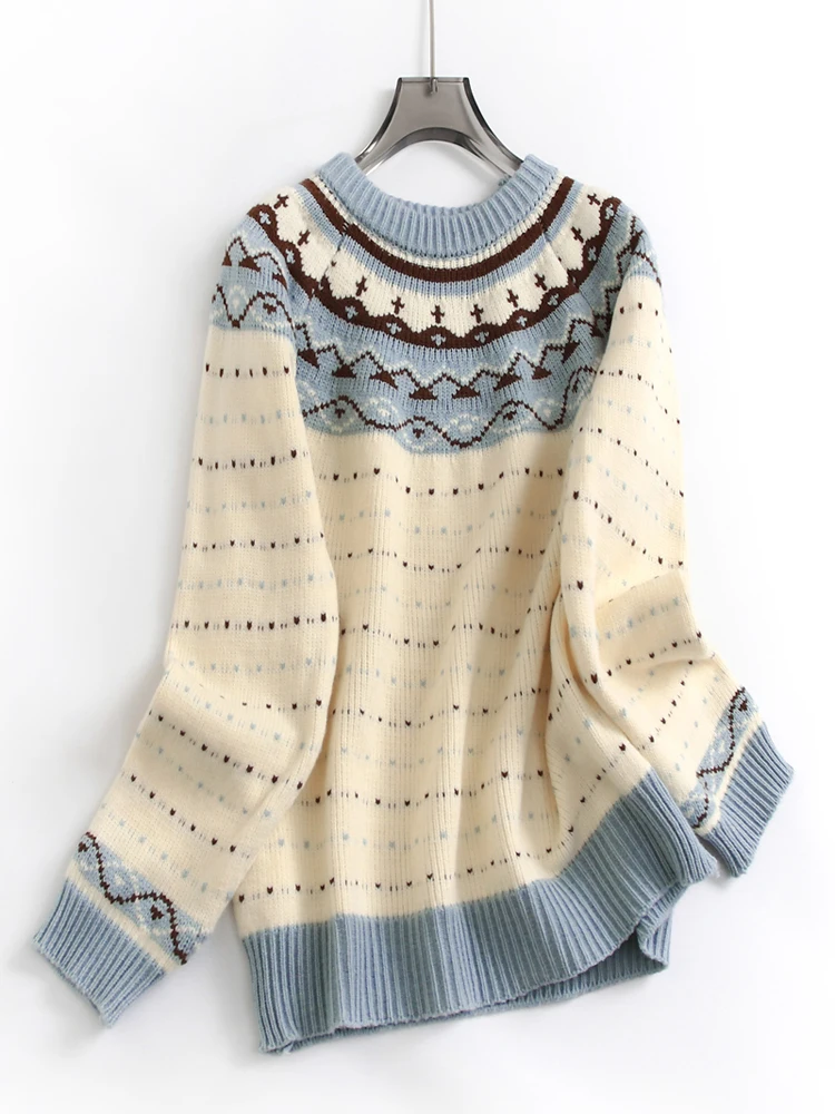 

Sweet Knitted Sweater oulder Sve round Ne Loose Fit Fluffy Crochet Women's Autumn Winter Faion Casual Comfortable Top