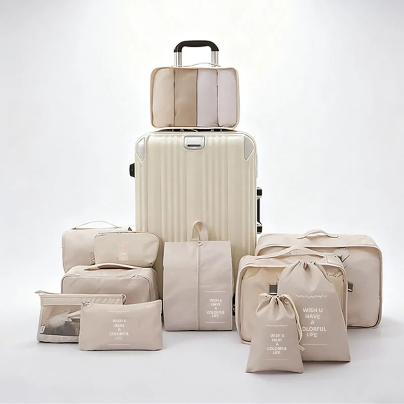 11Pcs Travel Packing Cubes Set Waterproof Luggage Organizer Drawstring Storage Bags for Clothes Shoes Underwear Cosmetic