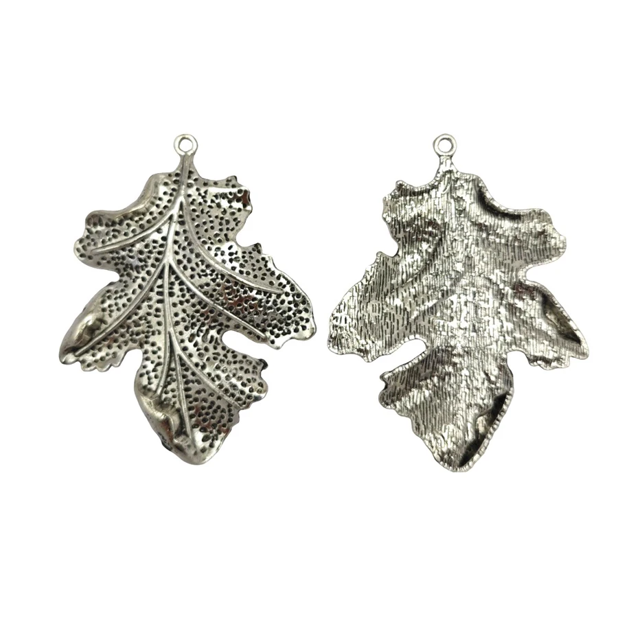 Julie Wang 2pcs Alloy Antique Copper Leaves Charms Necklace Pendants Earrings Findings Jewelry Making Accessory