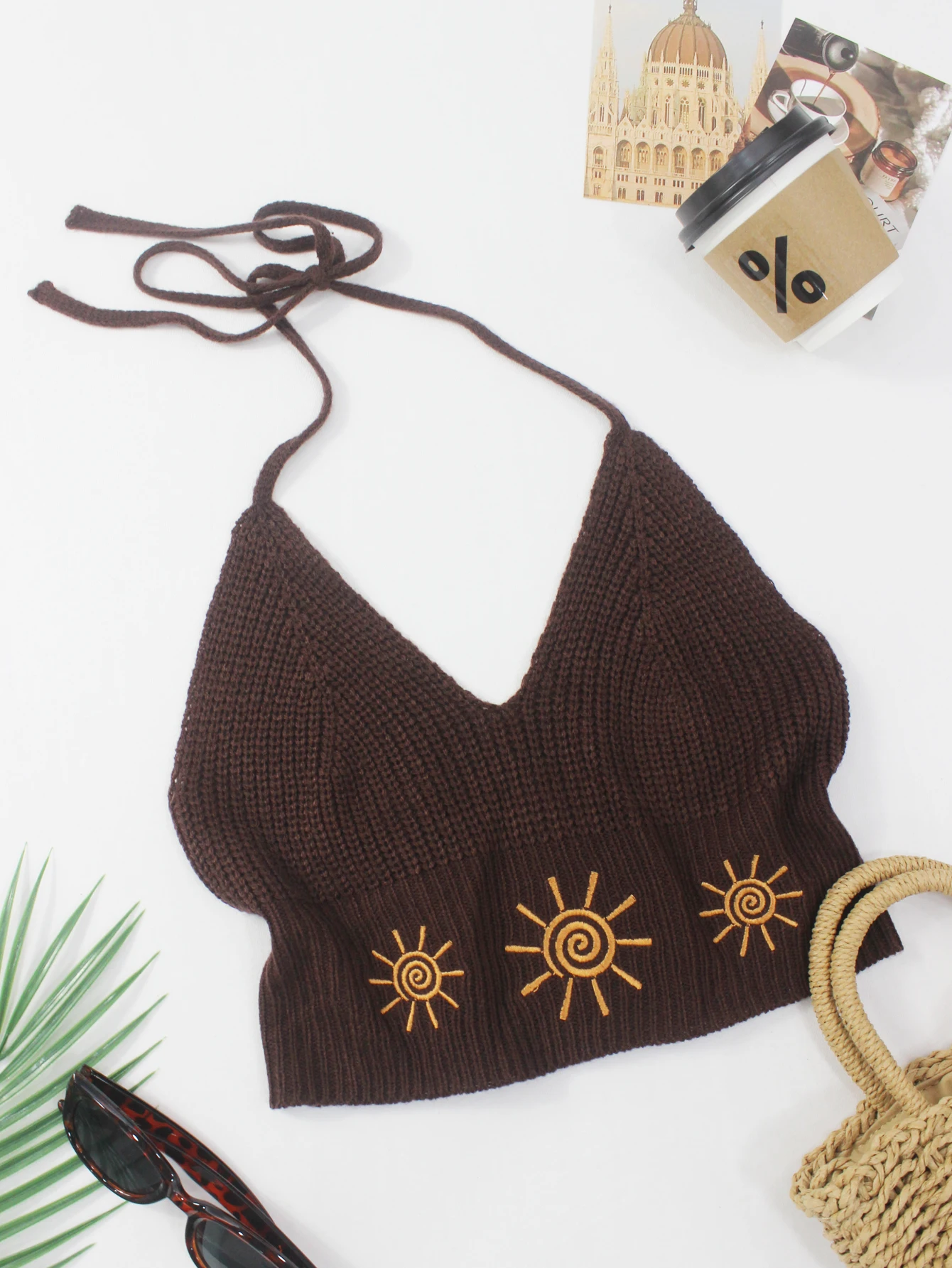 

Новое летнее женское пляжное парео с дизайном подсолнухов и завязками на шее