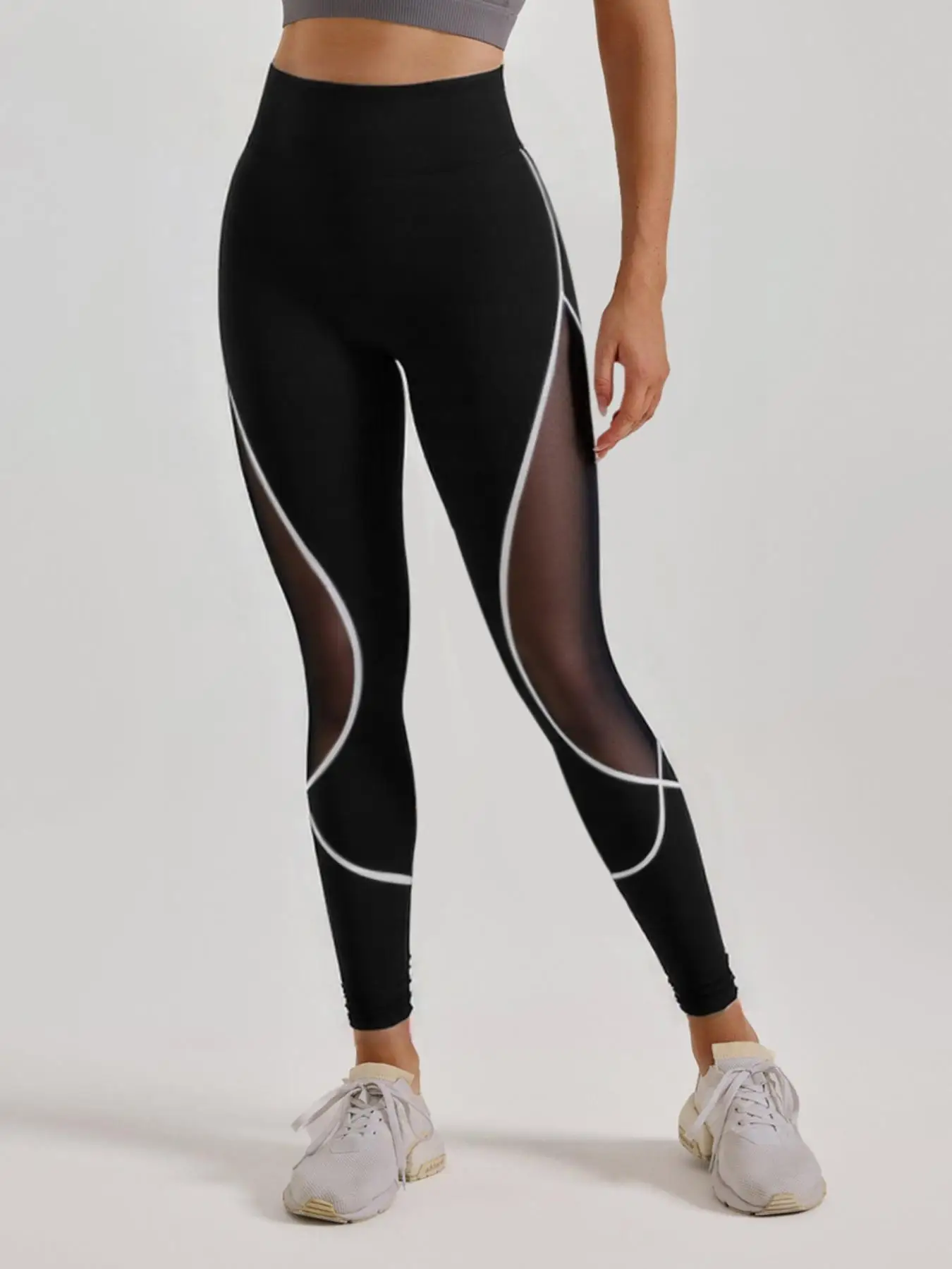 Leggings de sport en maille latérale Patchwork pour femmes, Leggings de Yoga taille haute, vêtements