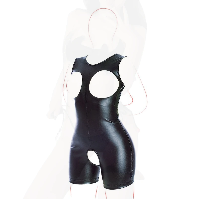 Mulheres peito aberto crotchless magro bodyshaper preto leggings buraco aberto plutônio látex bondage playsuits resistir jogar jogo topos