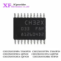 5Pcs New CH32X033F8P6 CH32X035F7P6 TSSOP20 CH32X035F8U6 QFN20 CH32X035G8R6 SOP28 CH32X035G8U6 QFN28 CH32X035C8T6 LQFP48