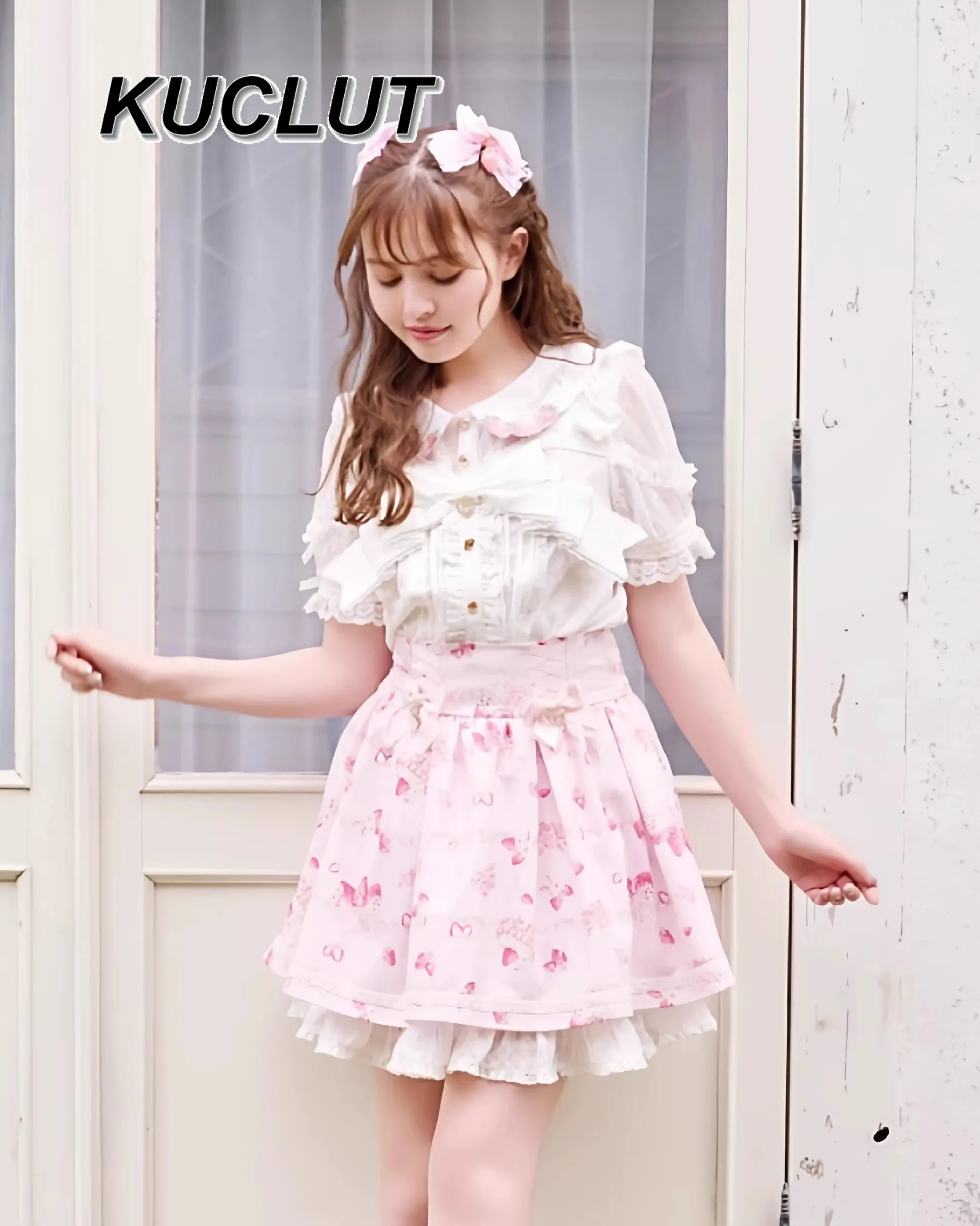 

Spring and Autumn Japanese-Style Mass-Produced Long/short Sleeve Doll Collar Women's Tops Sweet and Cute Lolita Shirts
