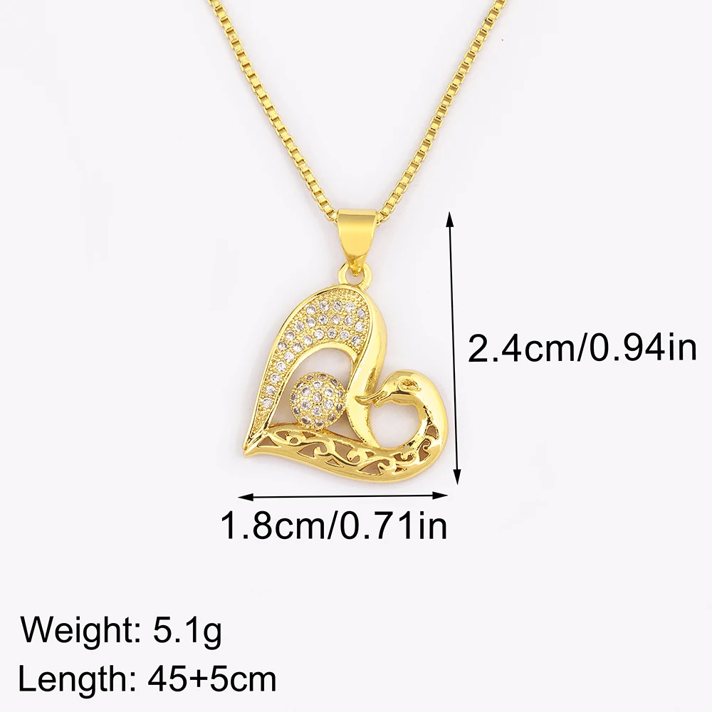 Nidin Hot Sale Classic Heart Shape Shine Zircon Pendant Necklace For Women Elegant Aesthetic Clavicle Chain Jewelry Accessories