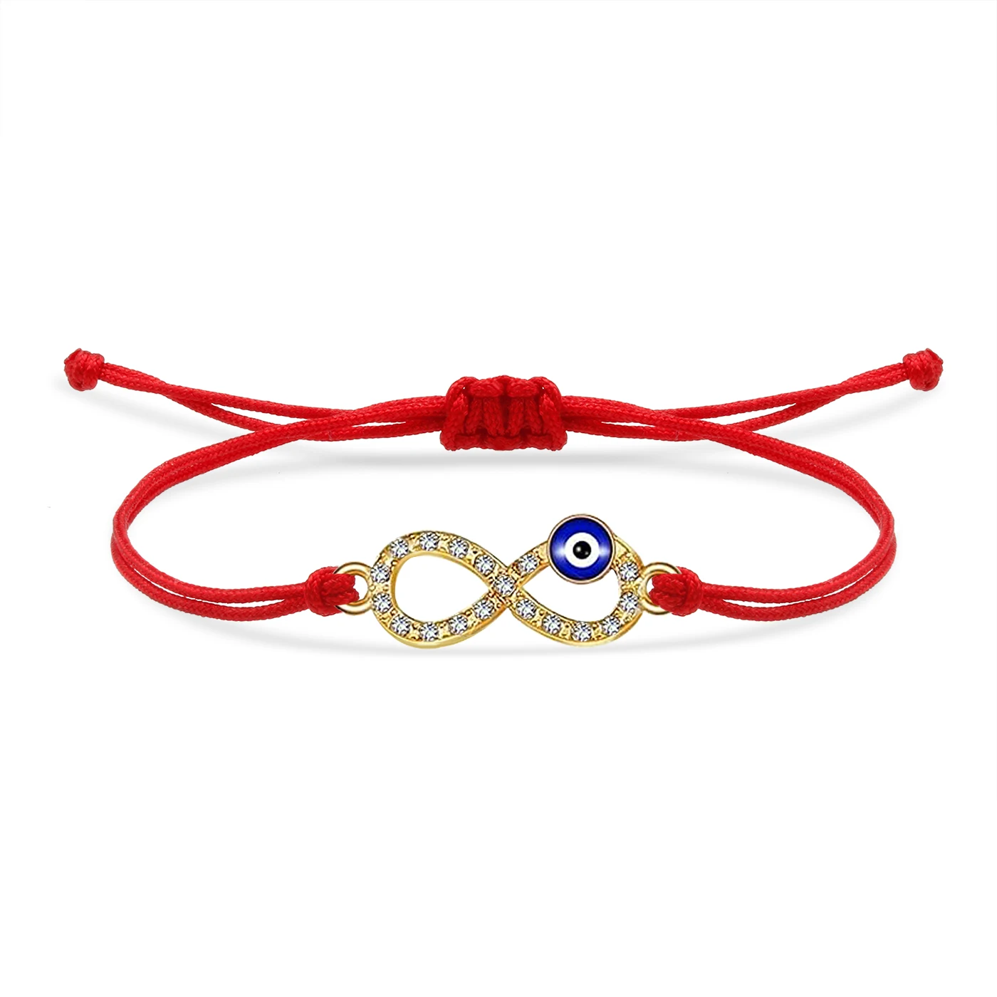 Zinc Alloy Blue Enamel Nazar Evil Eye Infinity Love Charm Bracelet Women New Fashion Red String Green Cord Handmade Jewelry Gift
