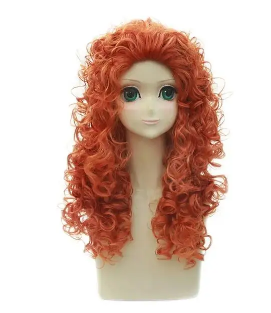 Peluca de Cosplay de pelo sintético, pelo largo y rizado, naranja, Lolita