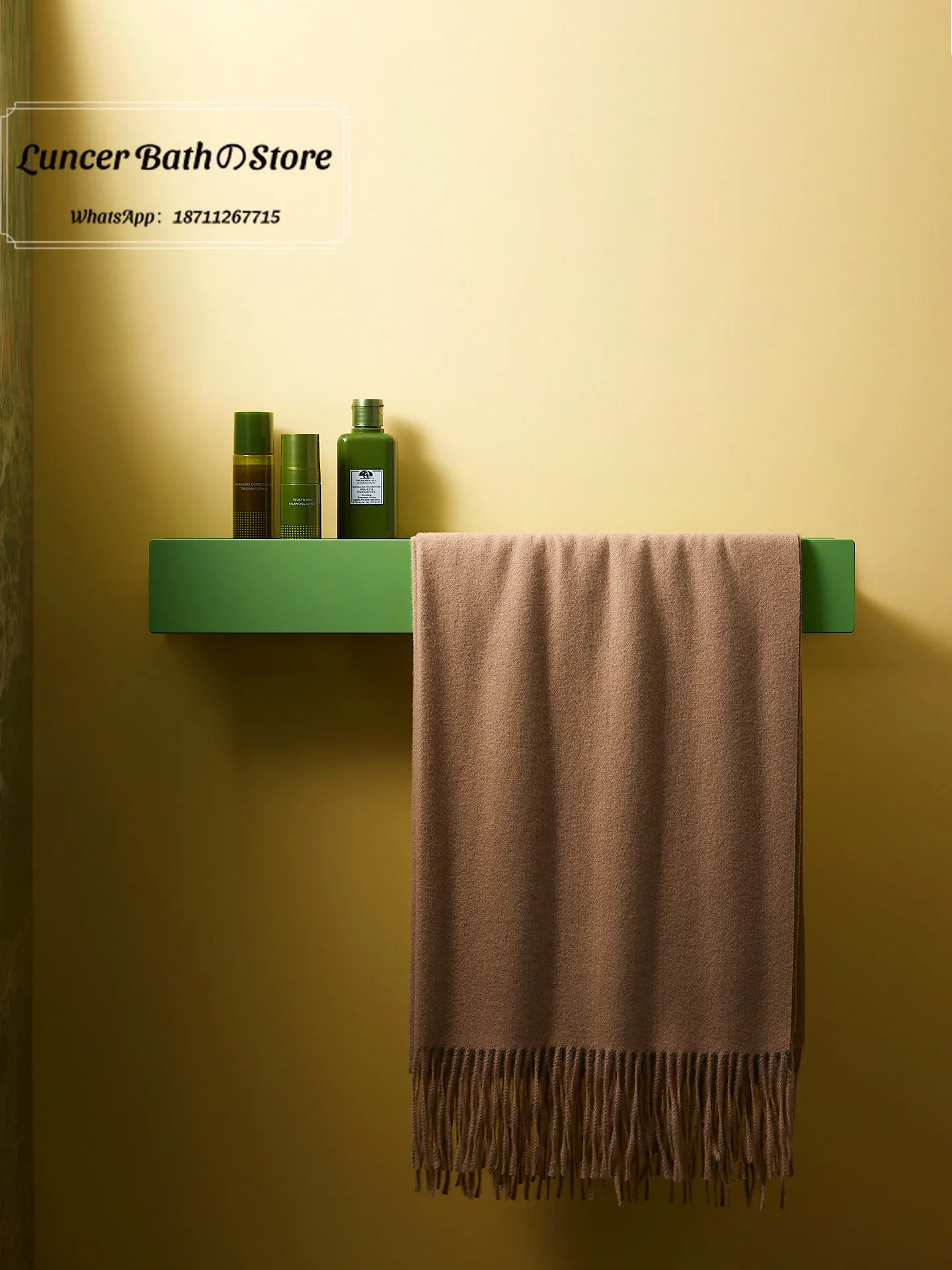 H Shape No Drilling Bathroom Shelf, Towel Rack for Mirror Front Storage, High End Hotel Organizer
