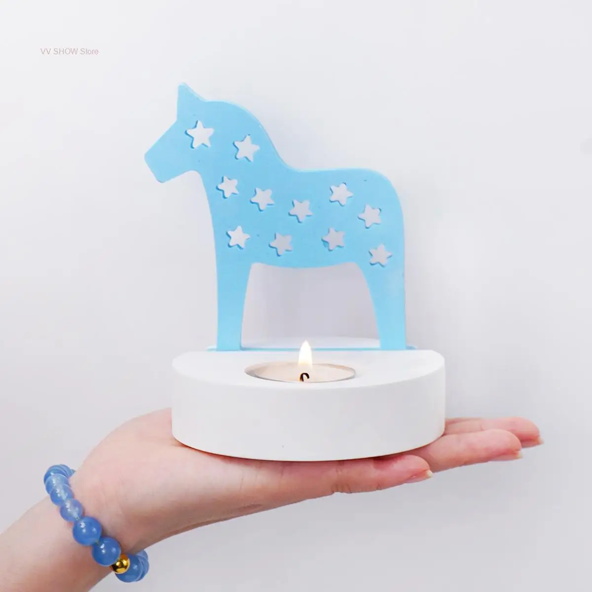 Horse Candle Holder Silicone Mold Diy Hollow Stars Trojan Horse Gypsum Concrete Candlestick Mold Casting Tools Pony Crafts Decor