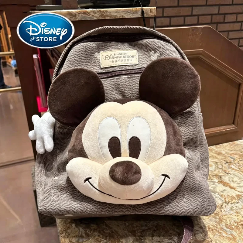 

Disney Resort Official Mickey Mouse 3D Plush Head Backpack Pattern Casual Daypack For Travel & School Shanghai Disneyland