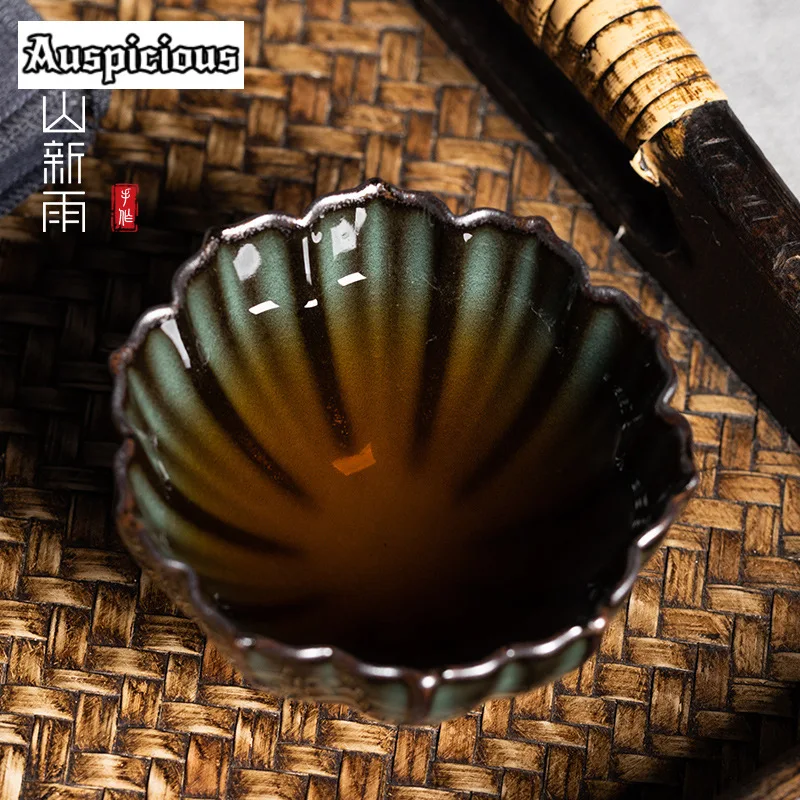 85ml Handmade Ge Kiln Iron Body Teacup Longquan Celadon Master Single Cup Ice Cracking Tea Bowl Chazhan Kung Fu Teaset Gift Box