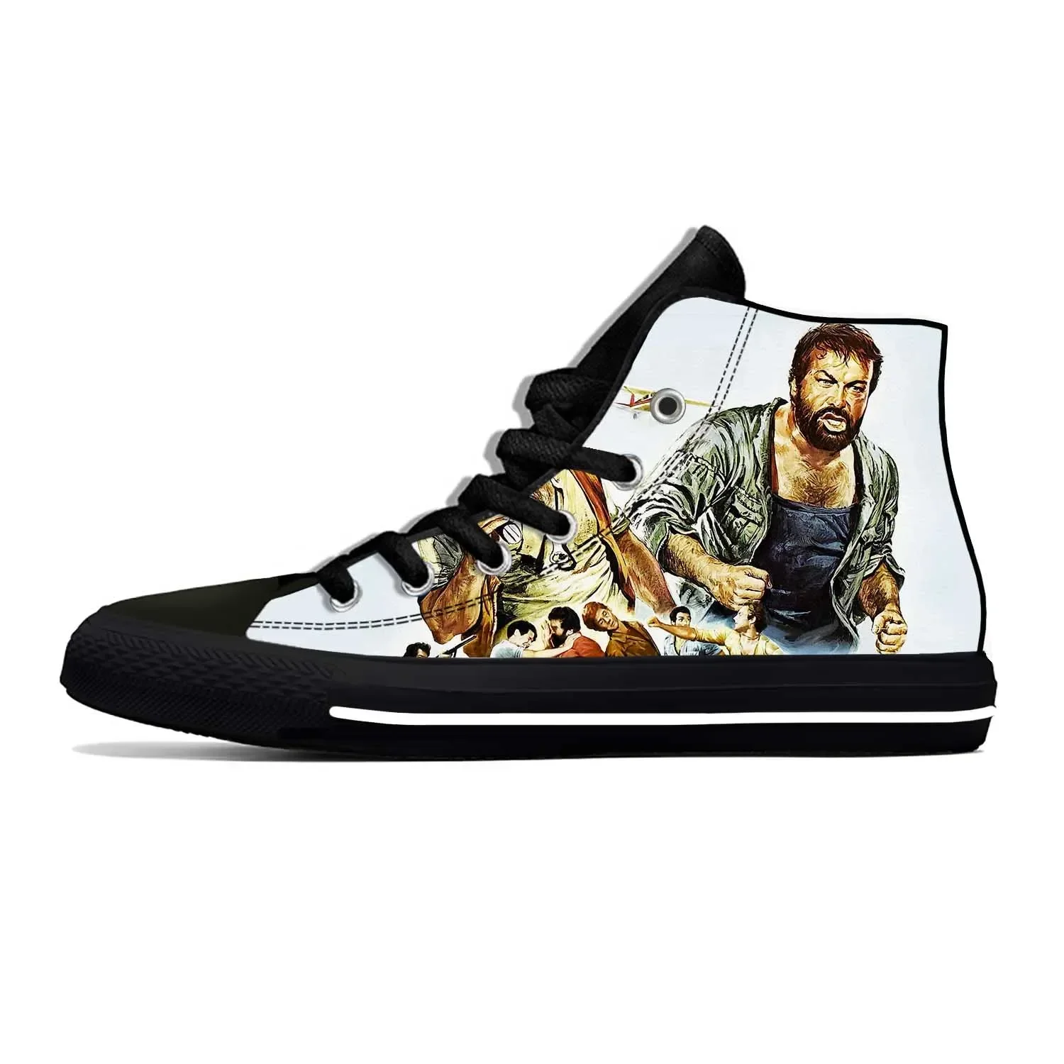 Anime Cartoon Manga Movie Comic Funny Bud Spencer Casual Cloth Shoes High Top Lightweight Breathable 3D Print Men Women Sneakers