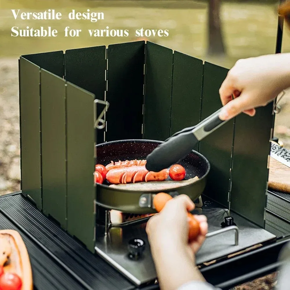 10 قطعة/المجموعة طوي المحمولة الزجاج الأمامي في الهواء الطلق صندوق موقد الزجاج الأمامي رئيس الزجاج الأمامي التخييم قذيفة حاجز الغاز حلقة سخان درع