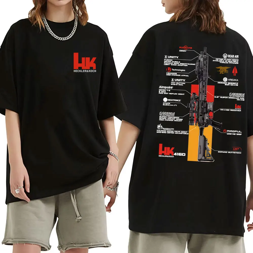 

Heckler & Koch HK416D Graphic Tshirt Men Women Tactical Army Fan Club Outdoor Training Competition T-shirt Male Cotton T Shirts
