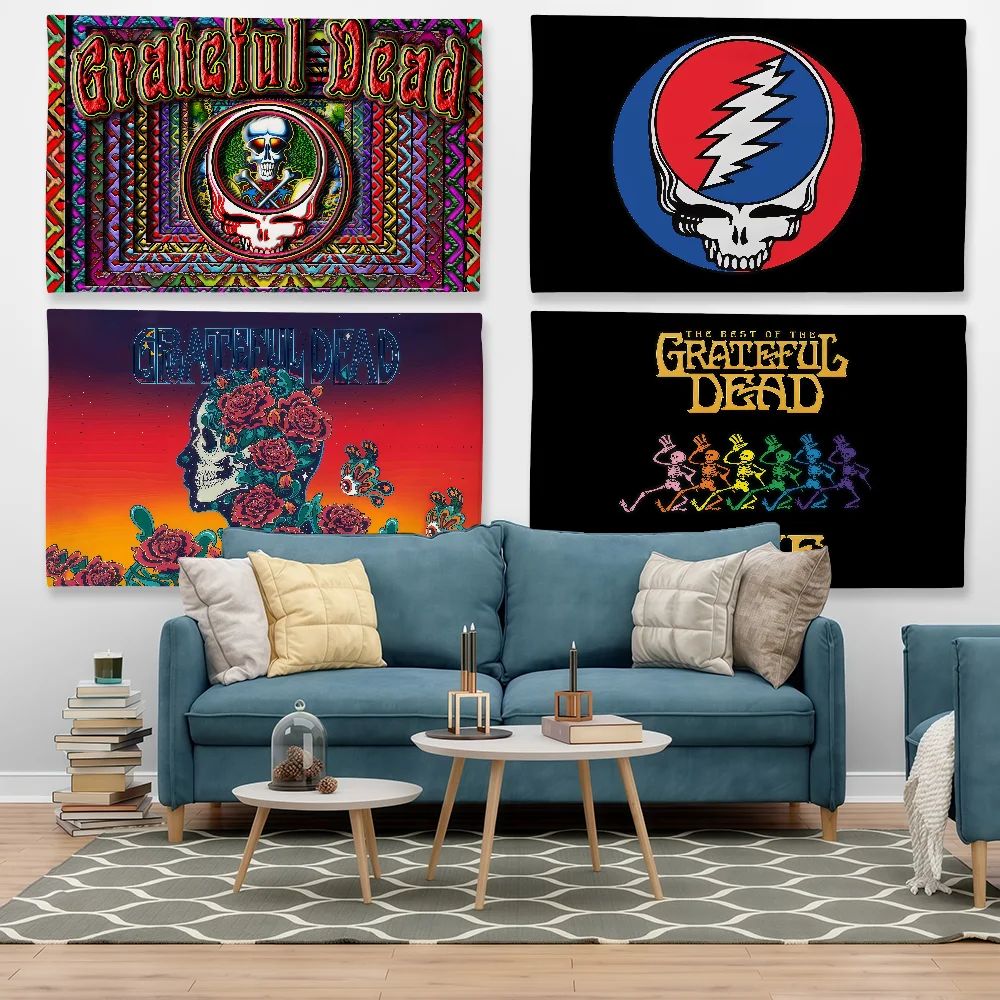 Band G-Grateful DeadS Flag Tapestry Outdoor Party Bedroom Living Room Dormitory Decorative Themed Wall Hanging Banner Gift