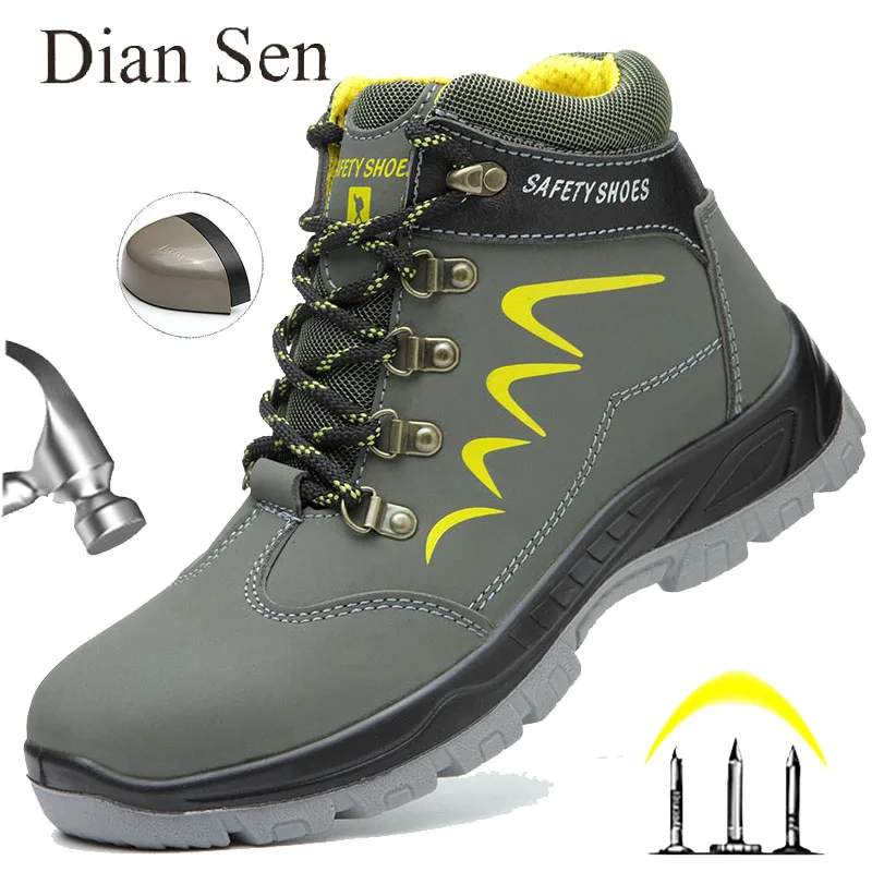 Men Steel Toe Shoes High Top Work Boots Indestructible Safety Shoes Puncture-Proof Anti-smash Work Sneaker Winter Safety Boots