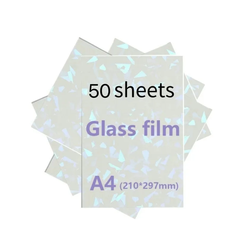 Holographic Broken Glass Film Dazzling Diamond FilmA4Material50Zhang Cold Laminating Film with Adhesive Backing For journalingDI